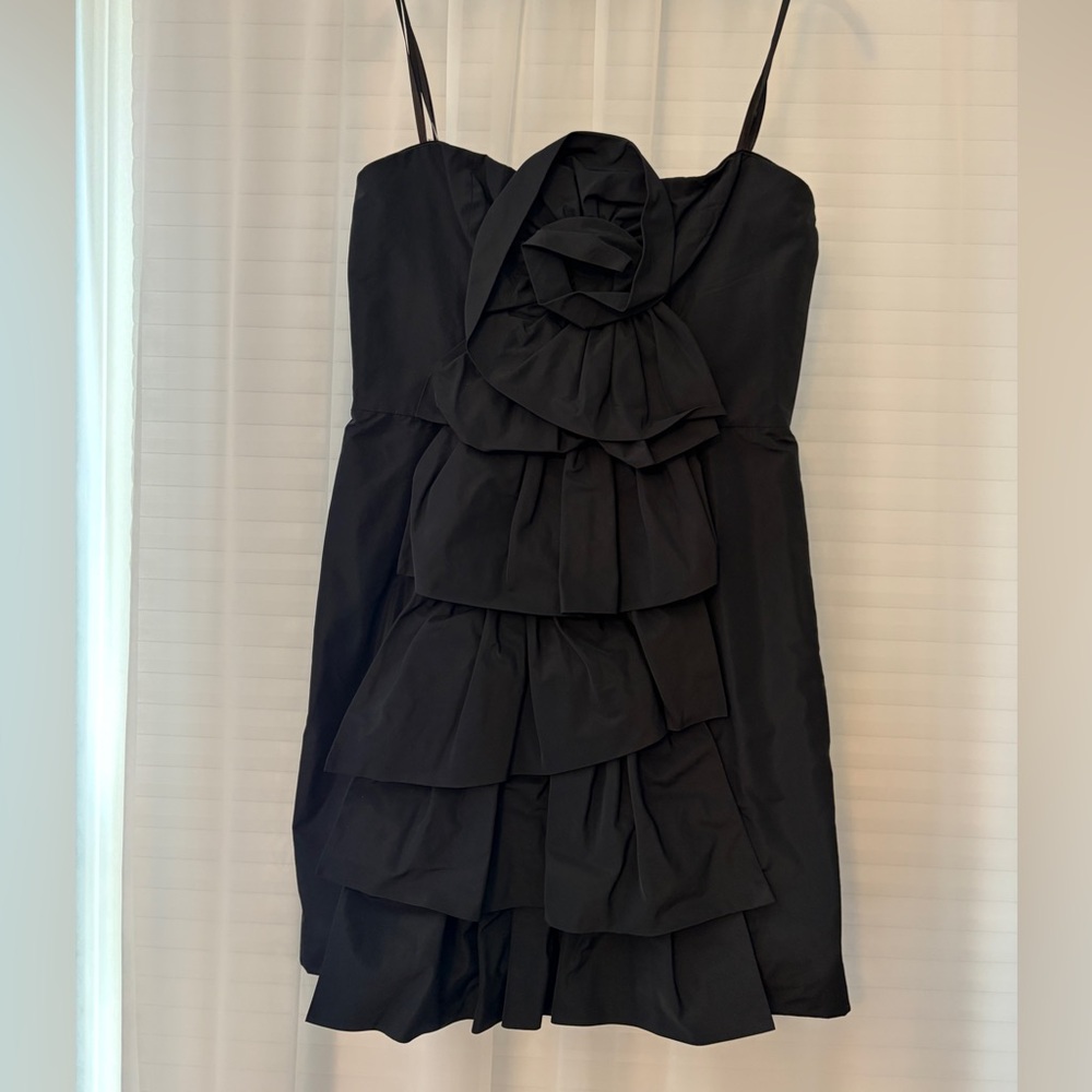 BCBGMaxAzria Black Ruffled Strapless Mini Dress